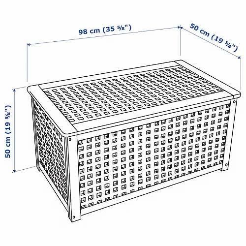 IKEA イケア リビングテーブル 収納付き アカシア材 98x50cm