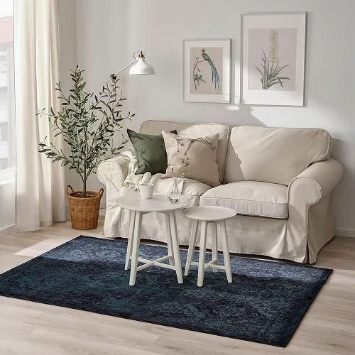 IKEA イケア ラグ パイル短 ダークブルー 青 133x195cm IKEA イケア ラグ パイル短 ダークブルー 青 133x195cm