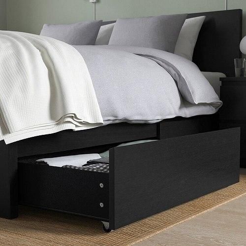 IKEA マルム ベッドフレーム 収納ボックス2個付き,ブラック IKEA マルム ベッドフレーム 収納ボックス2個付き,ブラック