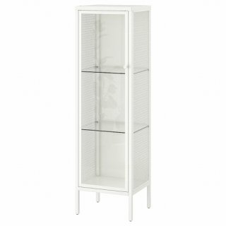 IKEA イケア キャビネット ガラス扉 メタル ホワイト 白 34x30x116cm big10502992 BAGGEBO バッゲボー 