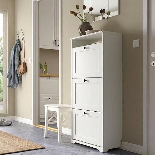 お礼や感謝伝えるプチギフト IKEA イケア シューズボックス3段 ホワイト 白 61x30x130cm 下駄箱・靴箱・シューズラック