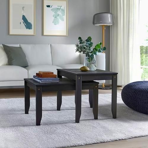 IKEA イケア ネストテーブル2点セット 室内 屋外用 ダークグレー IKEA イケア ネストテーブル2点セット 室内 屋外用 ダークグレー
