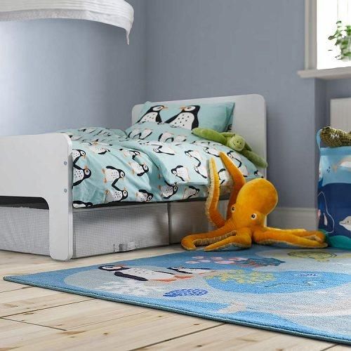IKEA イケア ラグ 海の動物模様 マルチカラー 133x133cm