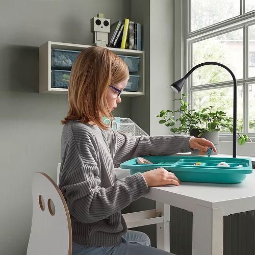 IKEA イケア 収納トレイ 仕切り付き ターコイズ 42x30x5cm