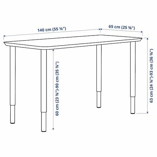 【セット商品】IKEA イケア デスク 竹 ホワイト 140x65cm big99417702 ANFALLARE アンファラレ OLOV オーロヴ  - 株式会社クレール　IKEAイケアの製品を全国送料無料でお届け　ネット通販