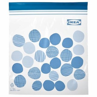 IKEA イケア フリーザーバッグ 模様入り ブライトブルー 1L 25ピース m70553667 ISTAD イースタード 