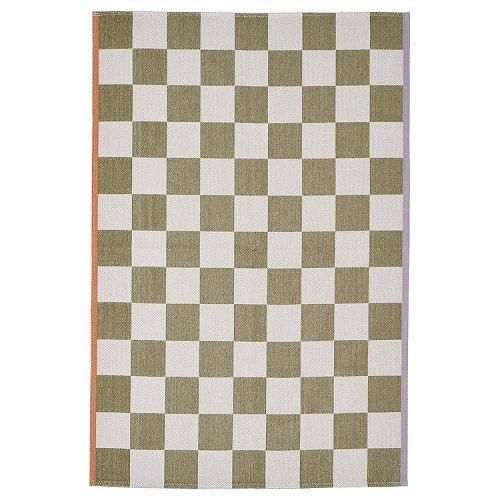 KLASSRUM クラスルムラグ 平織り,ホワイト/グリーン,133x195cm IKEA イケア ラグ 平織り ホワイト 白 グリーン 緑 133x195cm
