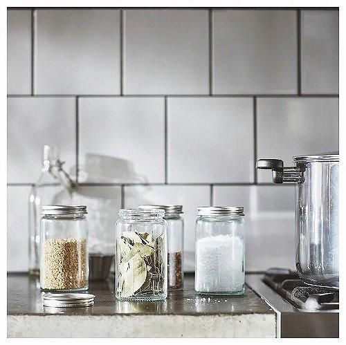 IKEA イケア スパイス瓶クリアガラスステンレススチール350ml