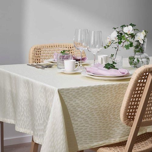 値下げ‼️貴重◆IKEAテサッマンス カットクロス◆テーブルクロス◆マリメッコ生地 IKEA イケア テーブルクロス 模様入り ホワイト 145x240cm