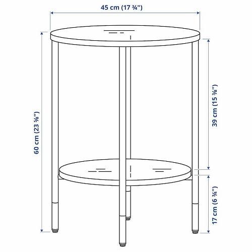 IKEA イケア サイドテーブル ブラック ガラス ブラック 45cm