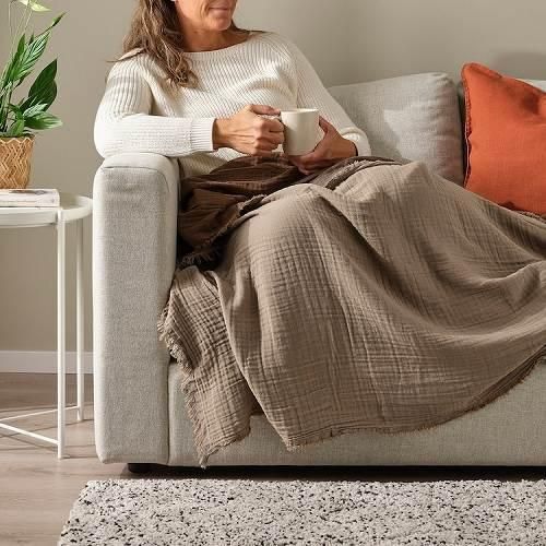 IKEA イケア ブランケット ライトグレーブラウン 150x200cm IKEA イケア ブランケット ライトグレーブラウン 150x200cm