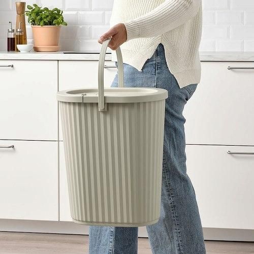 IKEA イケア ふた付きゴミ箱 グレーベージュ 26L fp20559978 DAMMANG