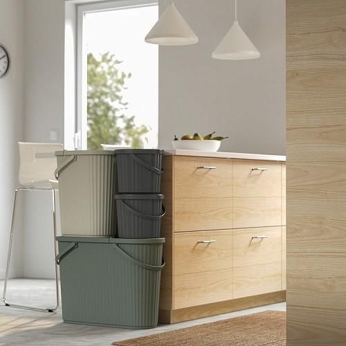 IKEA イケア ふた付きゴミ箱 グレーベージュ 26L fp20559978