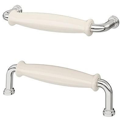 IKEA イケア 取っ手 オフホワイト クロムメッキ 141mm m70553686