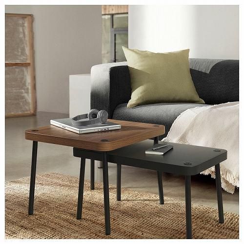 IKEA イケア ネストテーブル2点セット グレー ウォールナット調 IKEA イケア ネストテーブル2点セット グレー ウォールナット調