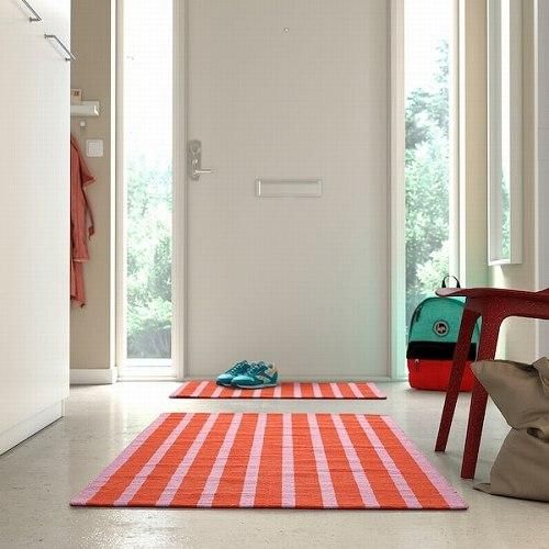 IKEA イケア ラグ 平織り ピンク オレンジ 80x150cm m40587008