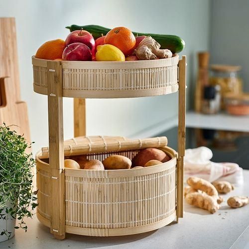 IKEA イケア ベジタブル フルーツバスケットセット 2点 竹