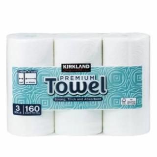 Kirklandカークランドシグネチャー ペーパータオル 3ロール(1ロール160シート入り)お試し 少量 cos5805171-3 コストコ COSTCO