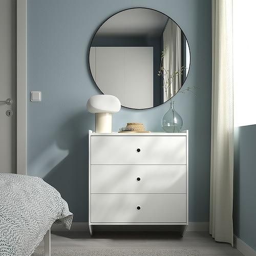 IKEA イケア ラックネス チェスト 引き出しx3 ホワイト 壁