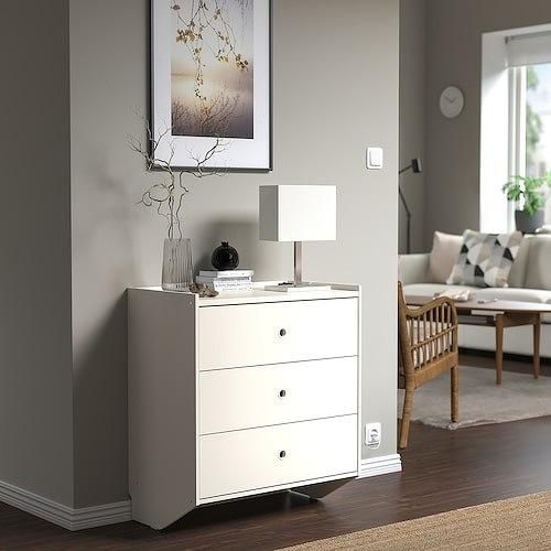 IKEA イケア ラックネス チェスト 引き出しx3 ホワイト 壁 IKEA イケア ラックネス チェスト 引き出しx3 ホワイト 壁