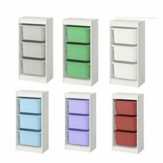 【セット商品】IKEA イケア 収納コンビネーション ホワイト ボックスMサイズx3個 46x30x95cm v0062 TROFAST トロファスト
