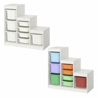 【セット商品】IKEA イケア 収納コンビネーション ホワイト ボックスSサイズx4個 ボックスMサイズx4個 99x44x95cm v0081 TROFAST トロファスト
