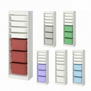 【セット商品】IKEA イケア 収納コンビネーション ホワイト ボックスSサイズx4個 ボックスMサイズx3個 46x30x146cm v0075 TROFAST トロファスト
