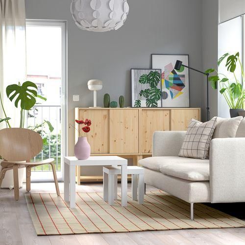 IKEA イケア ラグ 平織り オフホワイト レッド 170x240cm