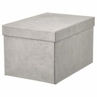 IKEA イケア 収納ボックス ふた付き ベルベット ライトグレー 18x25x15 cm m60599680 GJATTA イェッタ