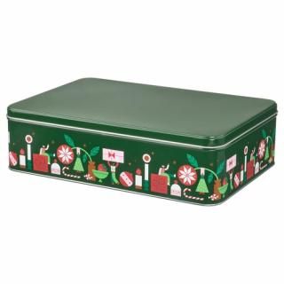 IKEA イケア 缶 ふた付き グリーン 29x20x8 cm m60603564 VINTERFINT ヴィンテルフィント