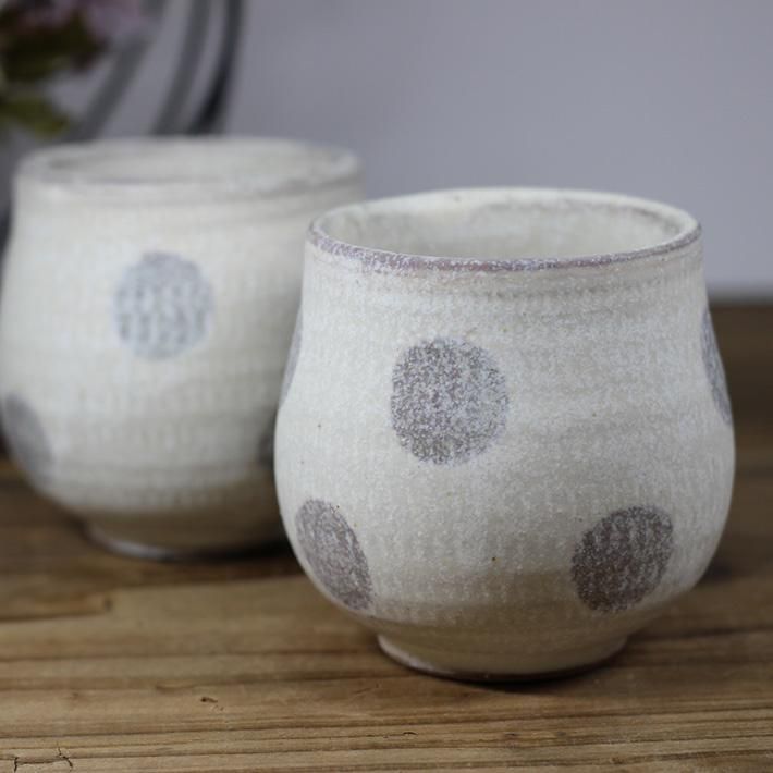 小石原焼き【翁明窯元】湯呑み チューリップ 小 飛びかんな