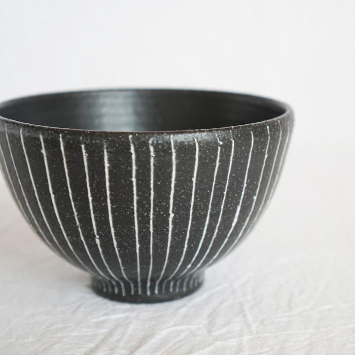 奥田章 黒十草丸碗 SS - 作家ものの器と生活雑貨 on-la-cru