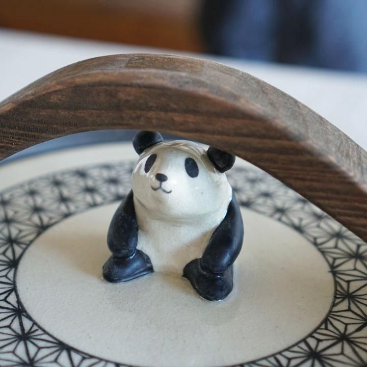ま工房 牧田亮 取手付土鍋 大 パンダ麻の葉 - 作家ものの器と