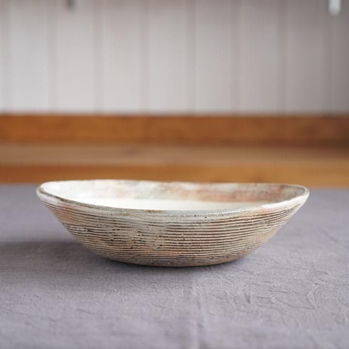 【2点セット】　古谷製陶所　渕荒横彫　楕円深皿　大　カレー皿　古谷浩一　信楽焼 楽天市場】信楽焼 楕円皿 渕荒横彫 中サイズ 古谷製陶所作