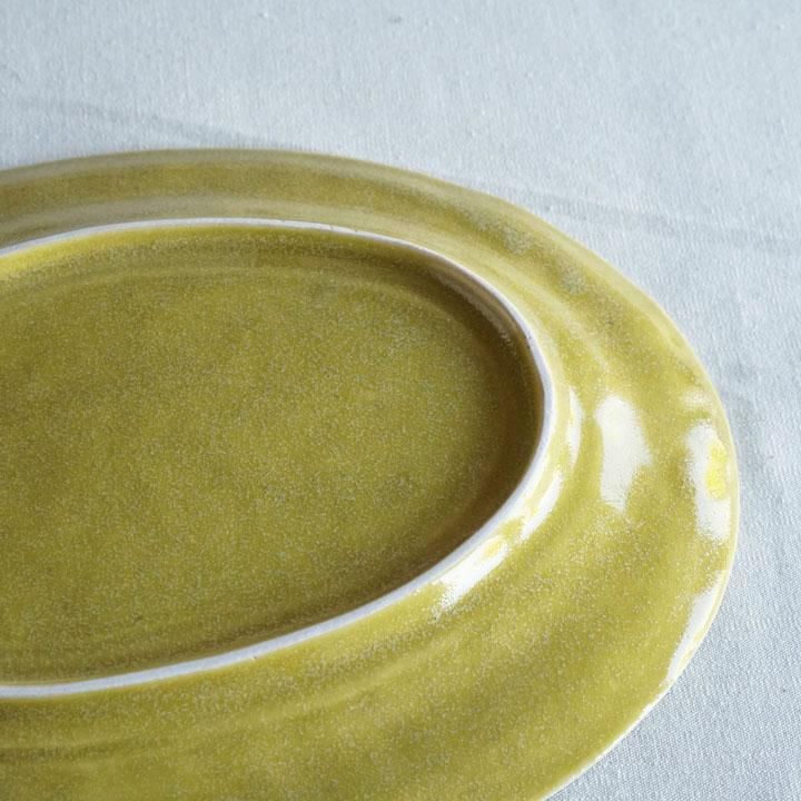 作家　石木文　てふてふ　黄色　オーバル　皿 作家 石木文 てふてふ 黄色 オーバル 皿