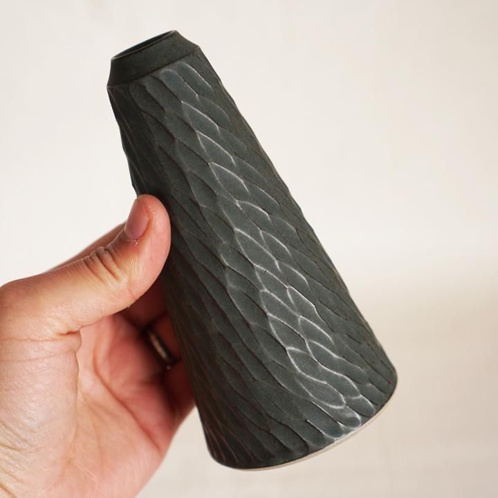 山本幸一 焼き締め 鉢 作家もの 山幸窯 幸山窯 山本雅則 一輪挿し 大 黒 - 作家ものの器と生活雑貨 on