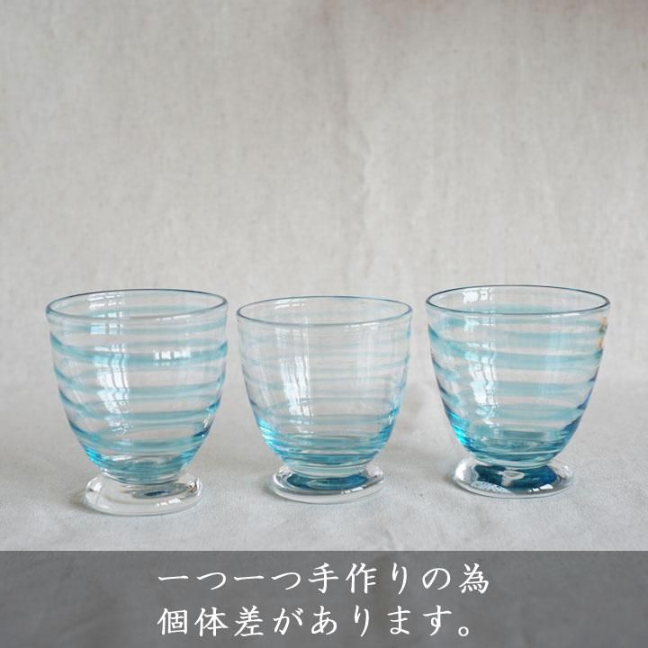 青色ストライプのガラス製器 青色ストライプのガラス製器 青色ストライプのガラス製器