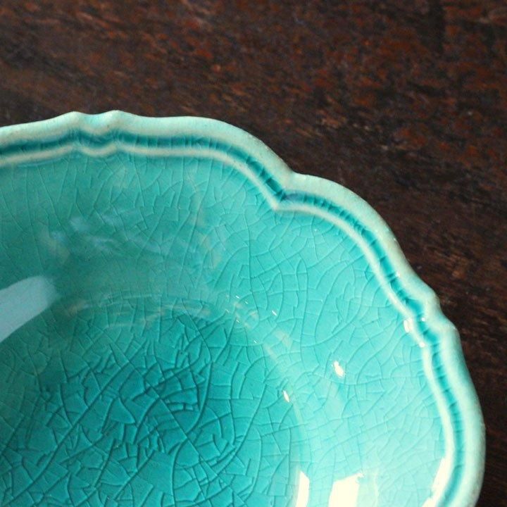 アワビウェア awabiware 輪花皿　S トルコブルー　瑠璃色 Awabi ware(あわびウェア)｜輪花皿 S/トルコ の通販｜ELLESHOP