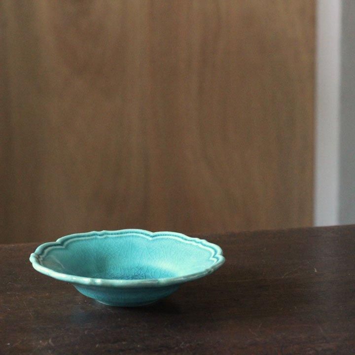 アワビウェア awabiware 輪花皿　S トルコブルー　瑠璃色 あわびウェア 岡本純一 輪花皿S トルコブルー - 作家ものの器と