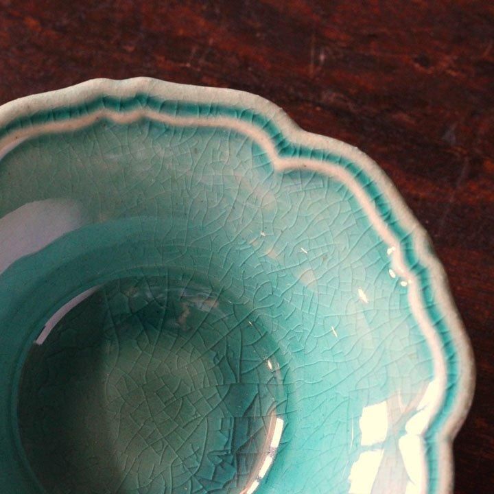 あわびウェア 岡本純一 輪花小鉢 トルコブルー - 作家ものの器と生活 あわびウェア 岡本純一 輪花小鉢 トルコブルー - 作家ものの器と生活