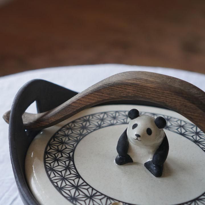 ま工房　牧田亮 取手付土鍋 小 パンダ麻の葉 ま工房 牧田亮 取手付土鍋 小 パンダ麻の葉 - 作家ものの器と