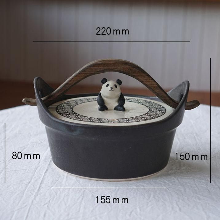 ま工房　牧田亮 取手付土鍋 小 パンダ麻の葉 ま工房 牧田亮 取手付土鍋 小 パンダ麻の葉 - 作家ものの器と