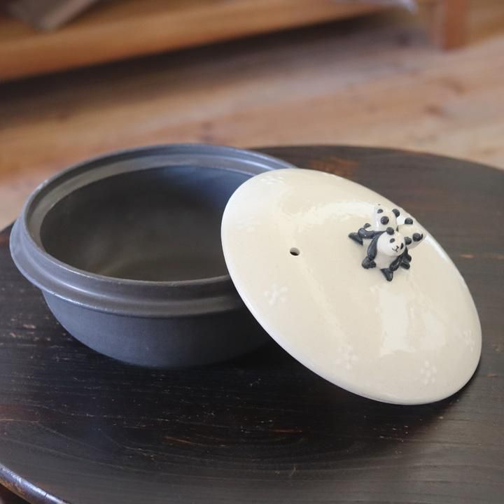 ま工房 牧田亮 羽釜土鍋 三つ子パンダ 中 - 作家ものの器と生活