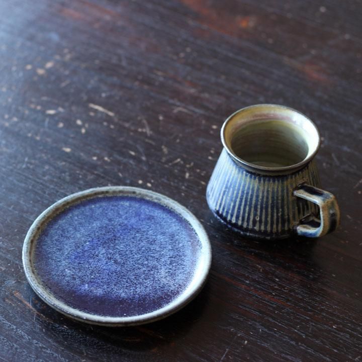 しずく窯 中西忠博 ストライプコーヒーカップ&ソーサー - 作家 しずく窯 中西忠博 ストライプコーヒーカップ&ソーサー - 作家