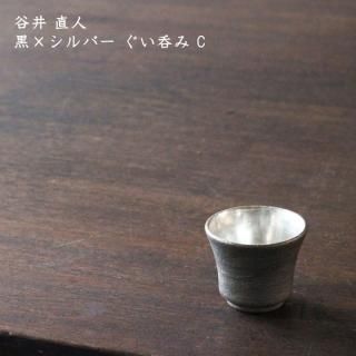 谷井直人 NT-18 黒銀彩リム皿1点と黒×シルバーマグカップ1点