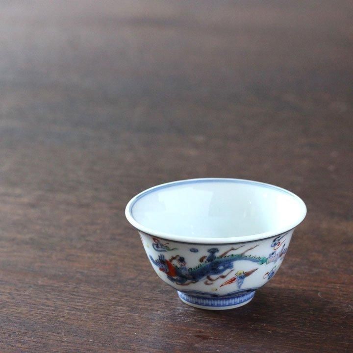 アヤベシオリ 宝瓶「色絵 双龍唐子文」 化粧箱付き - 作家ものの