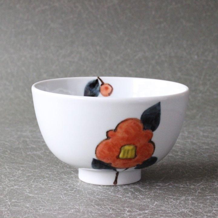 徳永遊心窯 色絵椿 飯碗 丸 - 作家ものの器と生活雑貨 on-la-cru