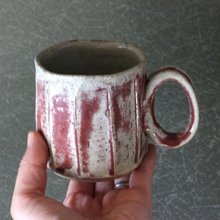 山本泰三 灰紅変面取コーヒーカップ【5】 - 作家ものの器と生活