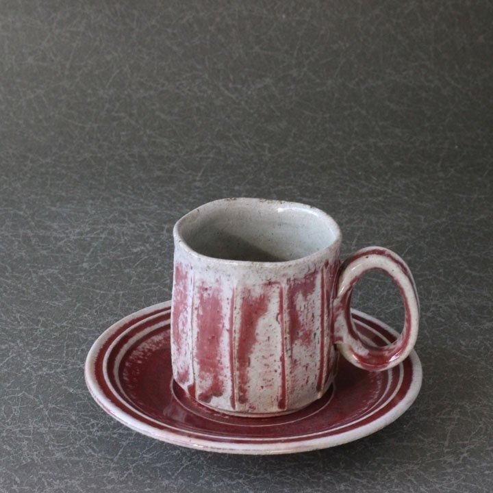山本泰三 灰紅変面取コーヒーカップ【5】 - 作家ものの器と生活