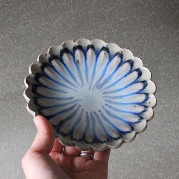   ブルー花柄 平皿 1986年製20cm新品 ブルーローズ（8011） 15cm銘々皿5枚揃